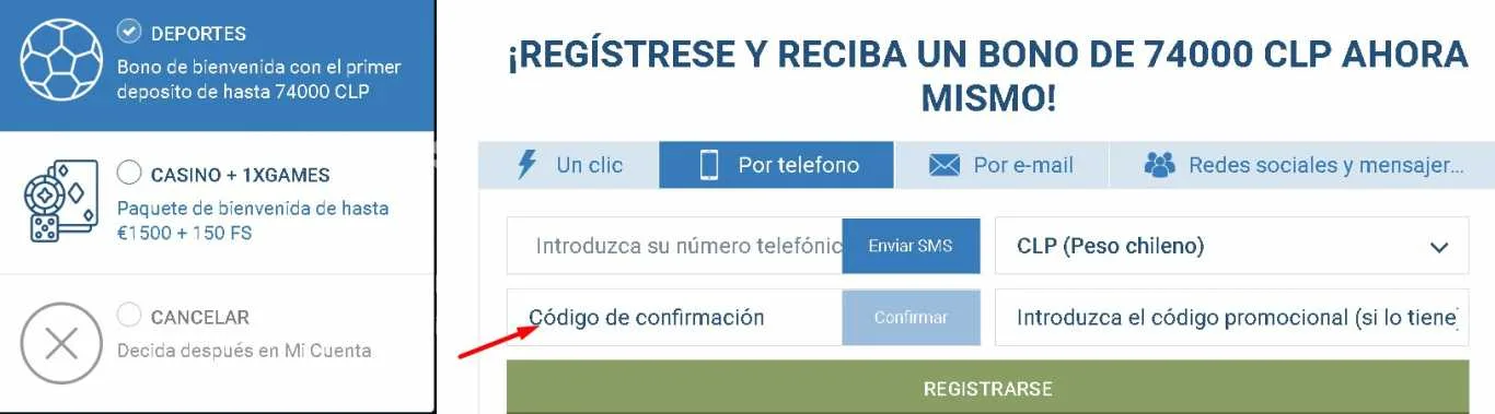 Codigo promocional 1xBet gratis