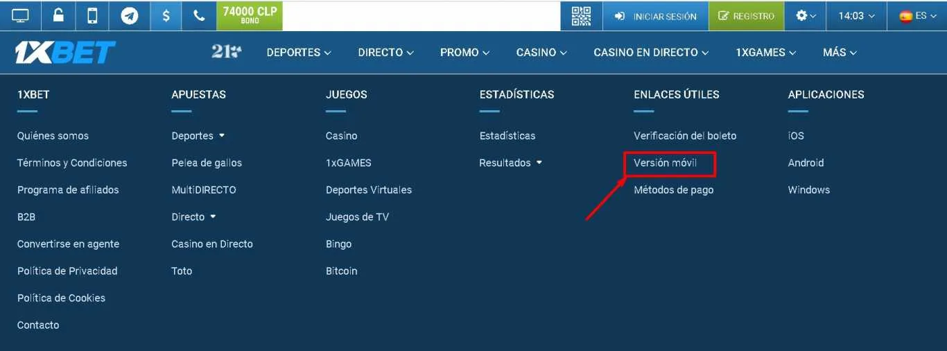 1xBet mobi