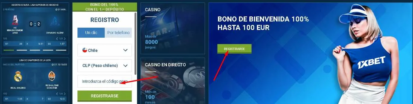 código promociónal 1xBet para registrarse