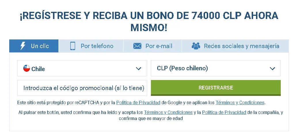 1xBet registro Chile